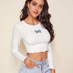 NWOT long sleeve trim tee